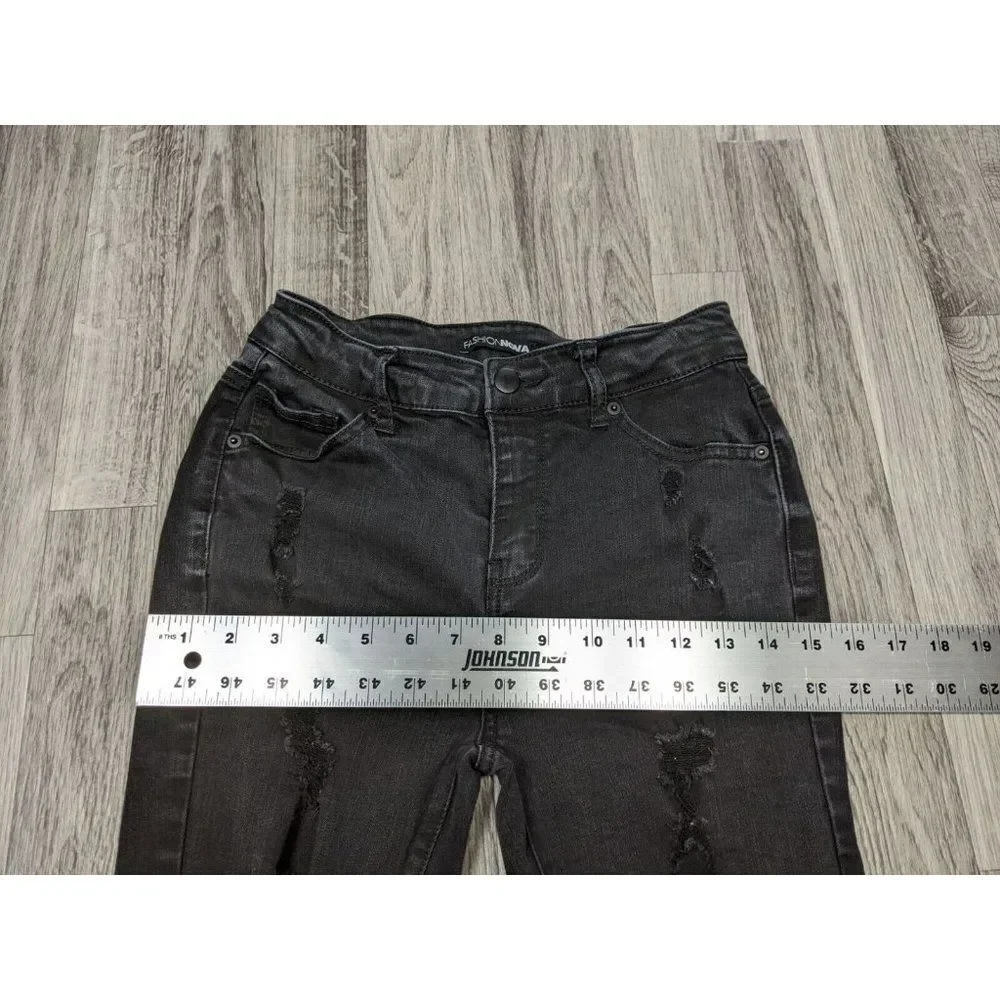 Fashion Nova Juniors Size 3 Pockets‎ Distressed Skinny Black Denim Jeans
